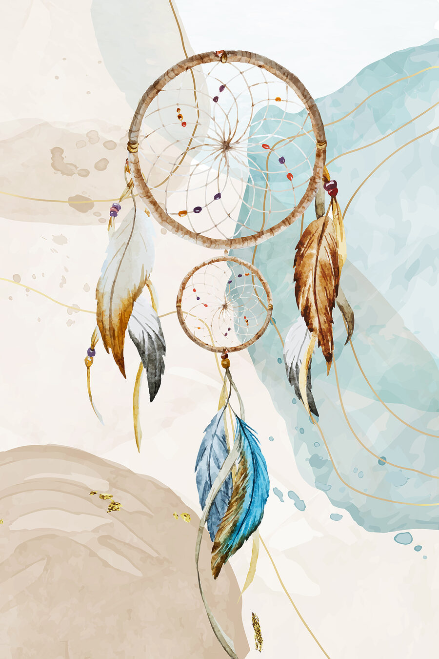 Atrapasueños de plumas azules — diseño completo
