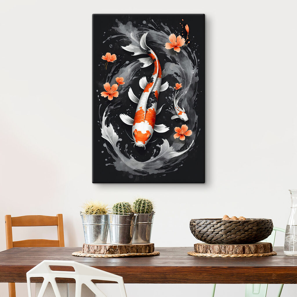Koi entre flores naranjas — interior 3
