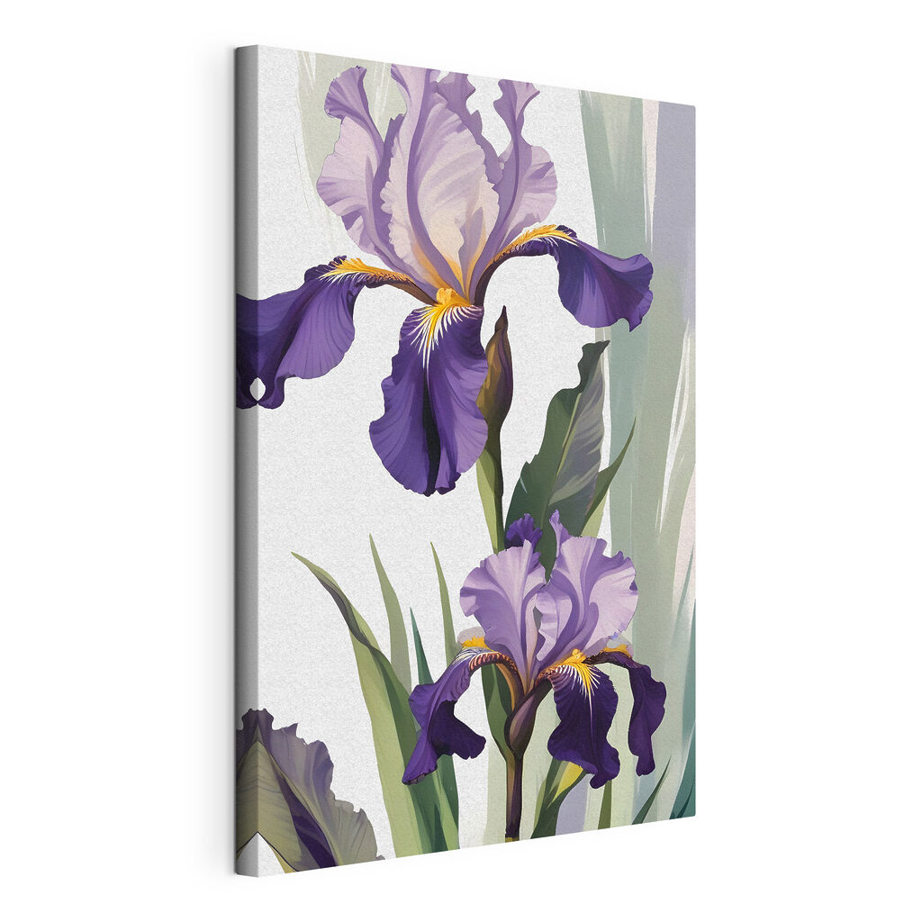Iris junto al borde, lienzo tensado con el borde envolvente