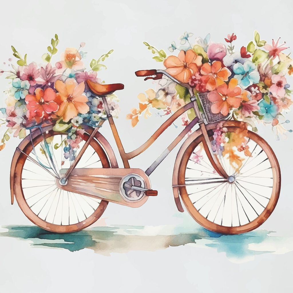 Bicicleta llena de flores — diseño completo