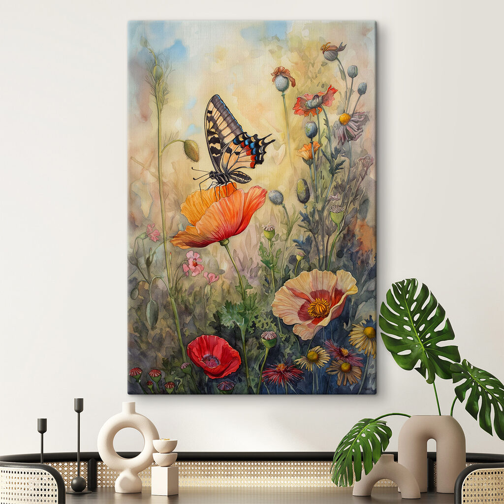 Mariposa sobre amapolas — interior 2