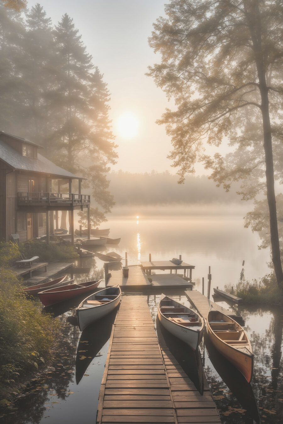 Muelle hacia el lago — diseño completo