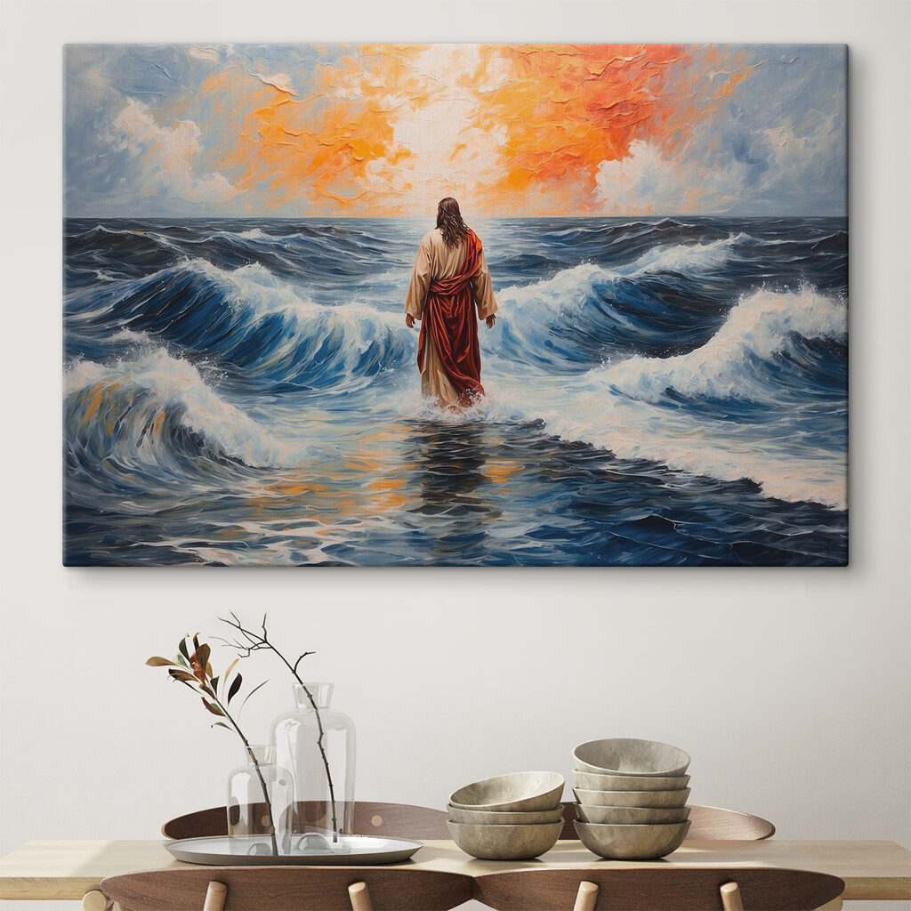 Figura entre las olas en un interior