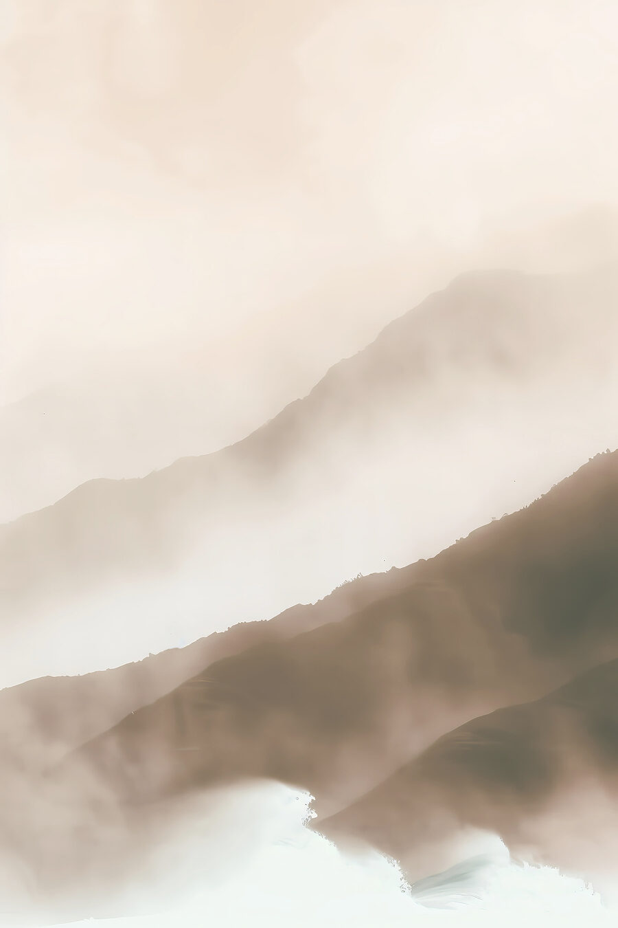 Montañas entre la niebla — diseño completo