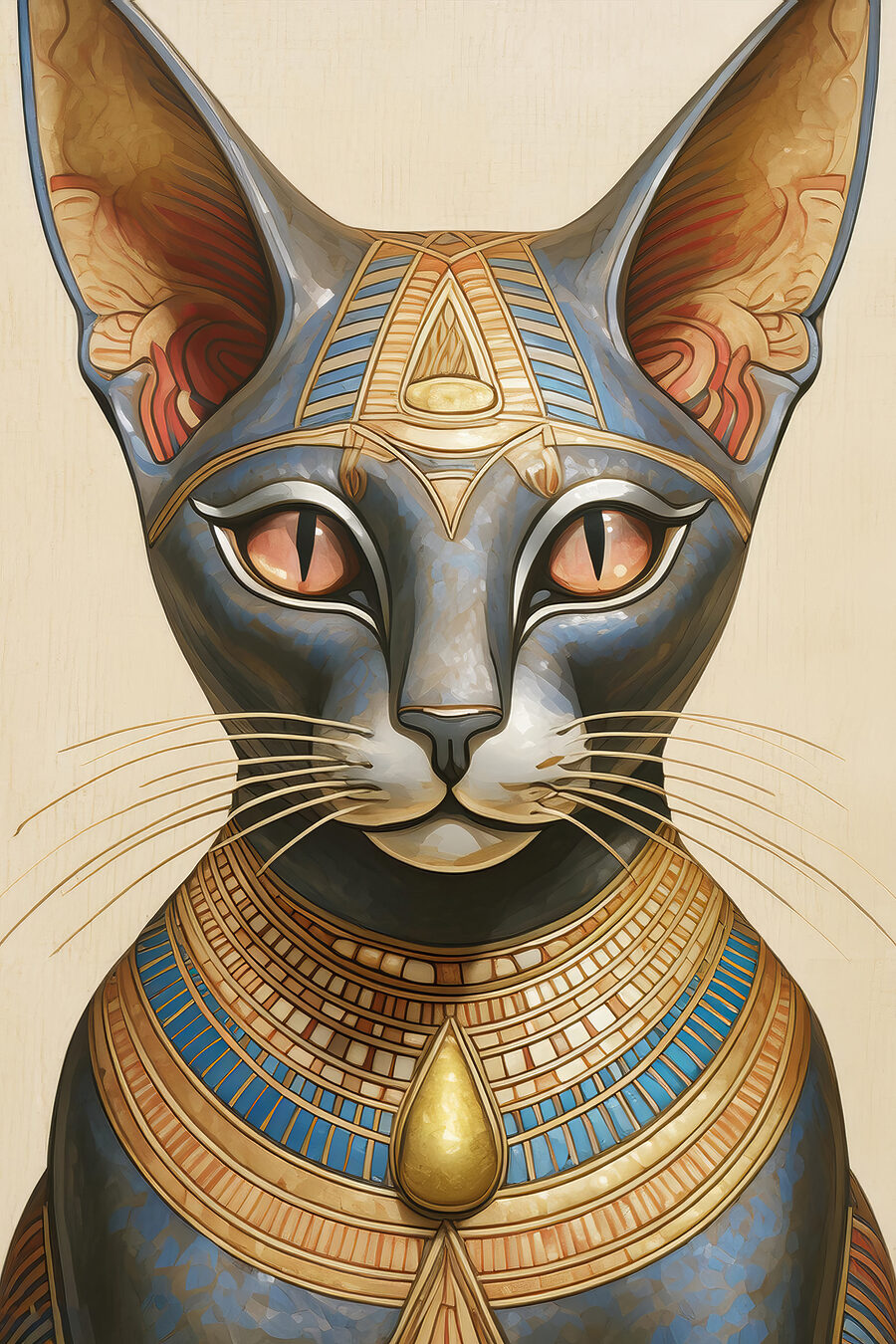 Gato con collar dorado — diseño completo