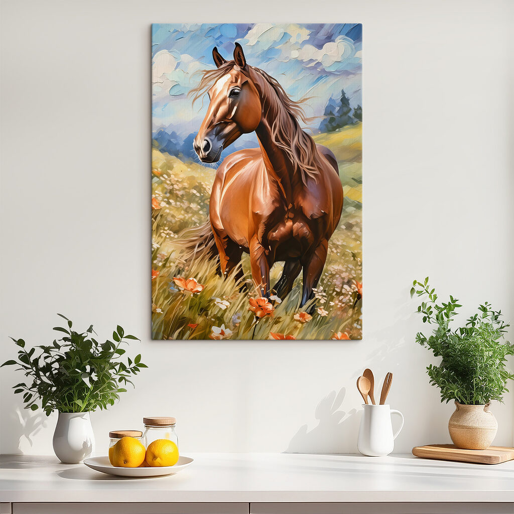 Caballo entre flores altas — interior 2