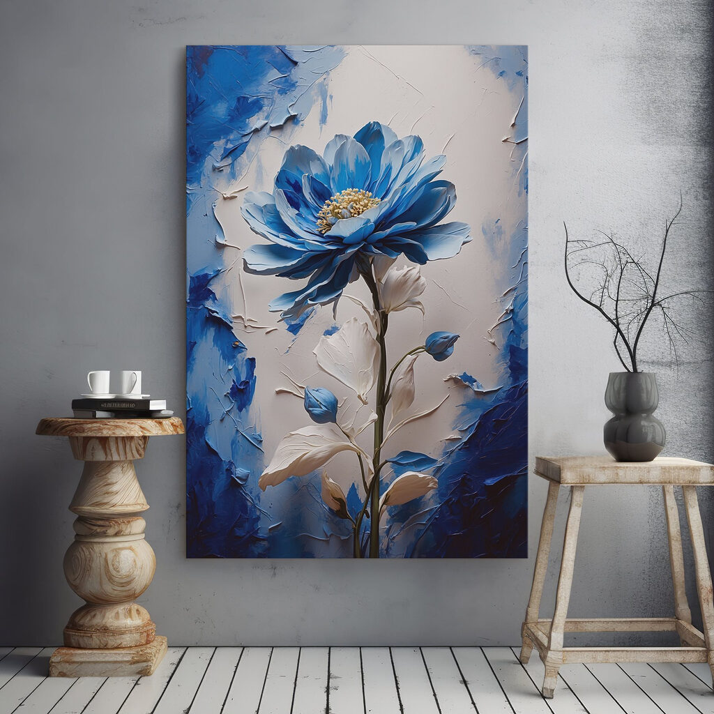 Flor azul en pinceladas — interior 1
