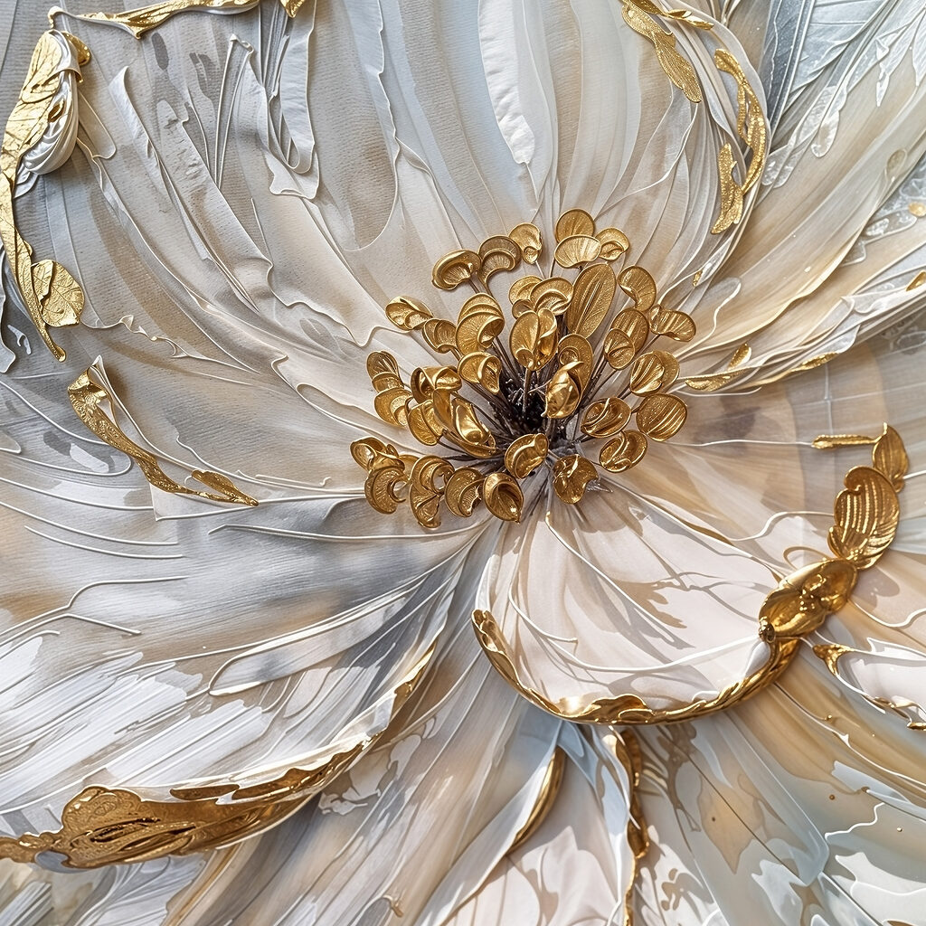 Flor de contornos dorados — diseño completo