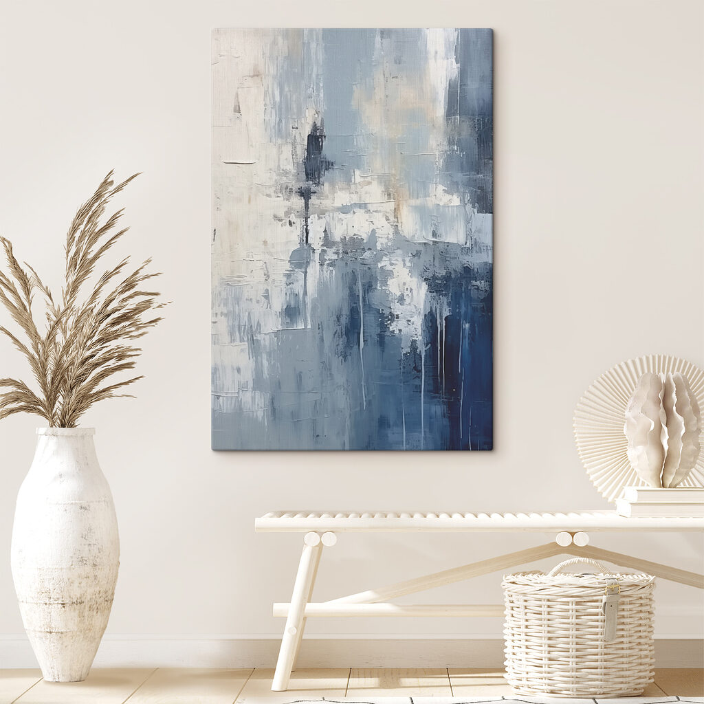 Azul difuminado en blanco en un interior
