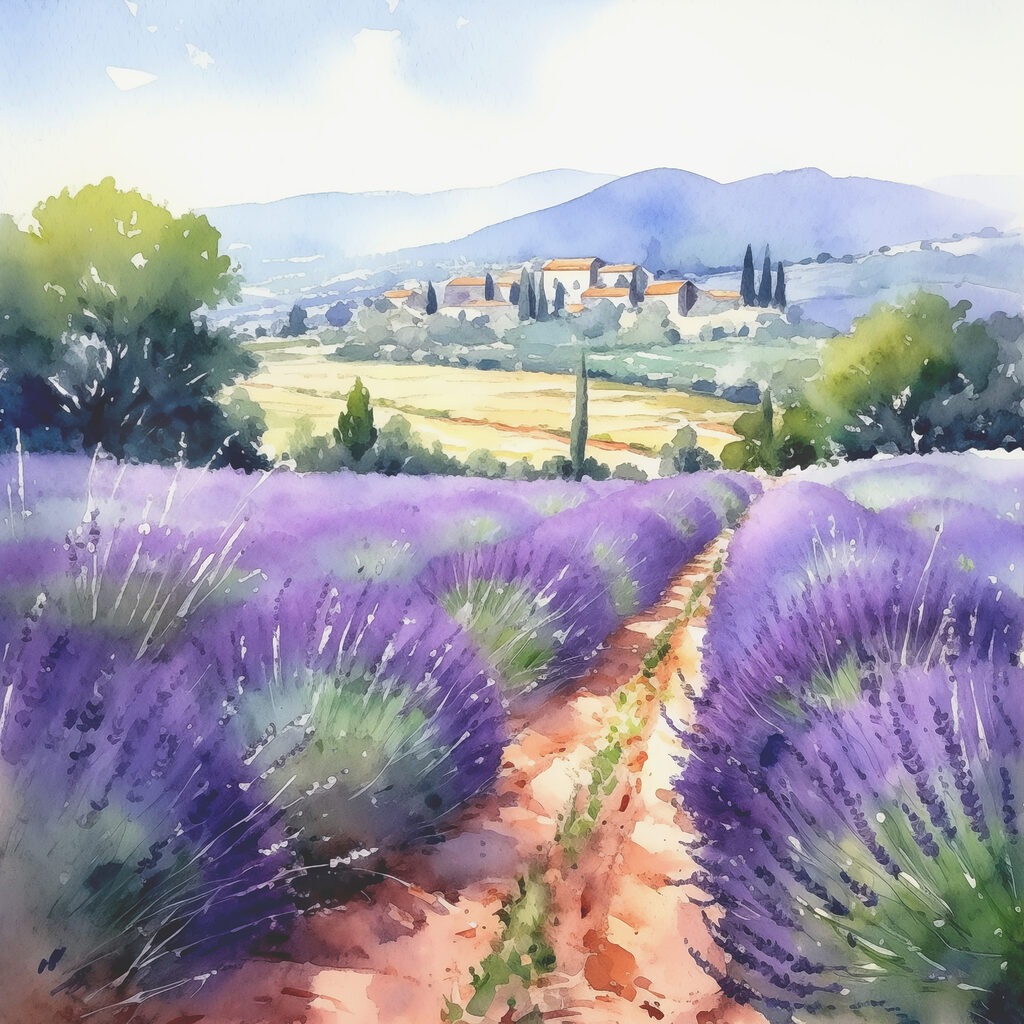 Camino entre lavanda — diseño completo