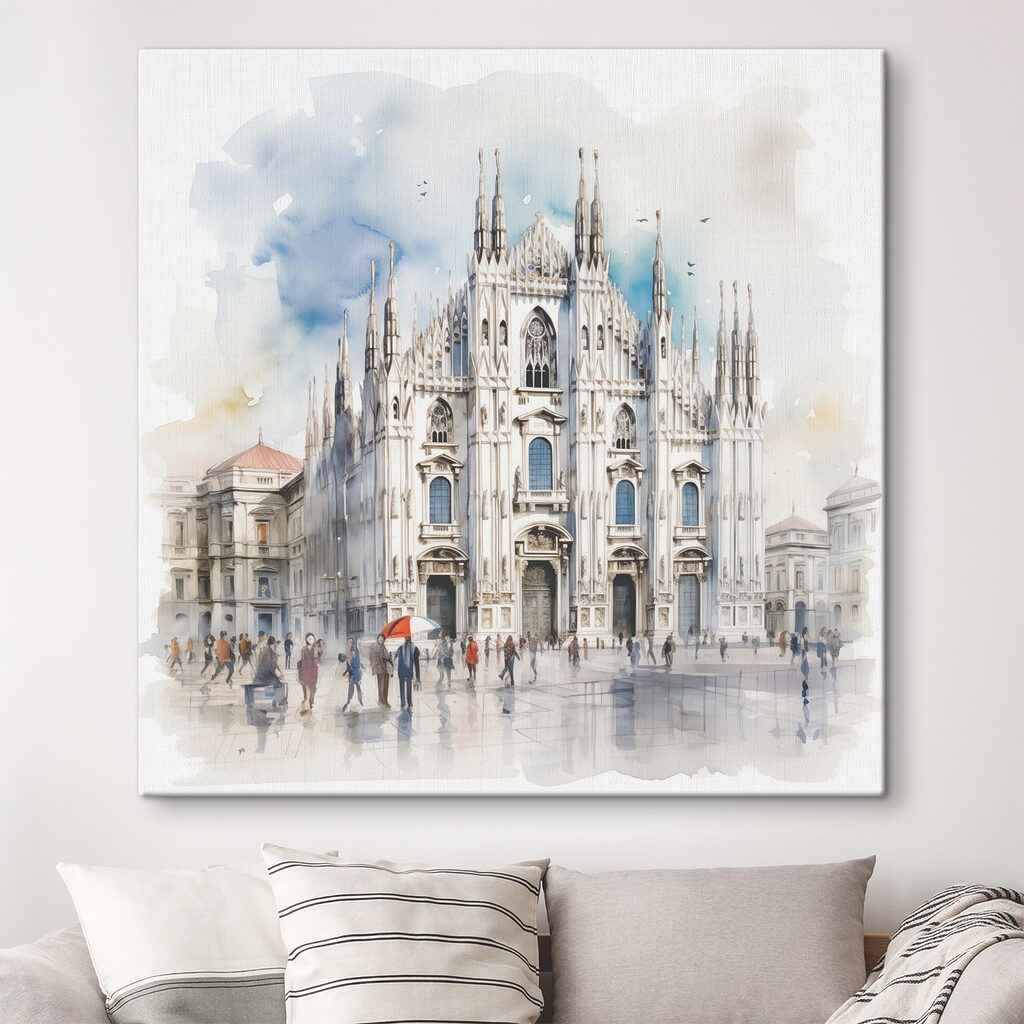 Catedral milanesa en acuarela en un interior