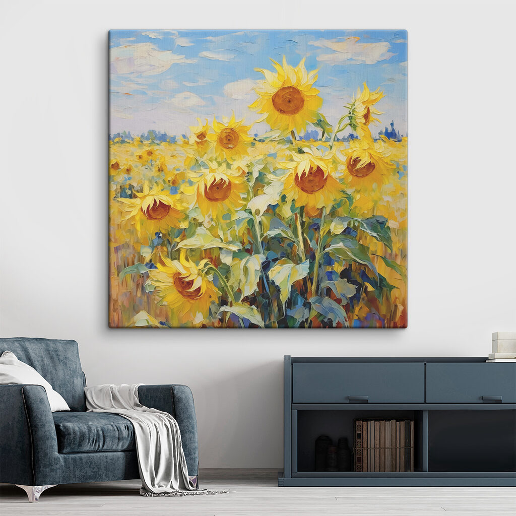 Girasoles bajo cielo azul — interior 1
