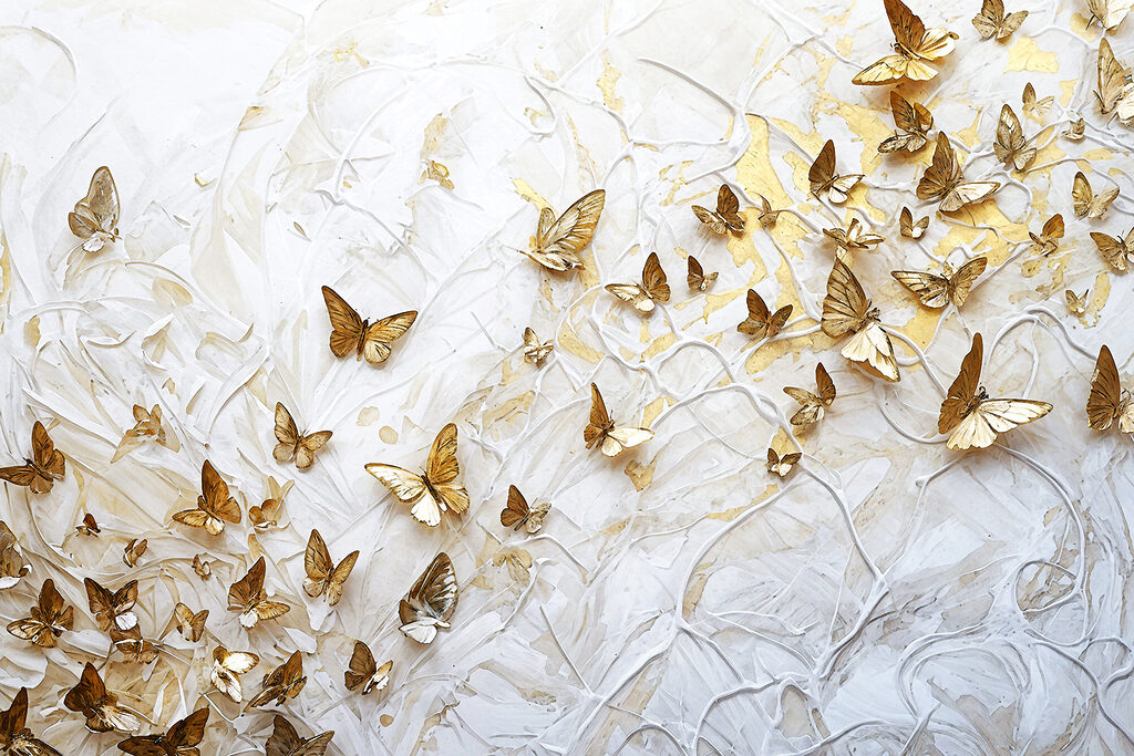 Mariposas sobre blanco — diseño completo