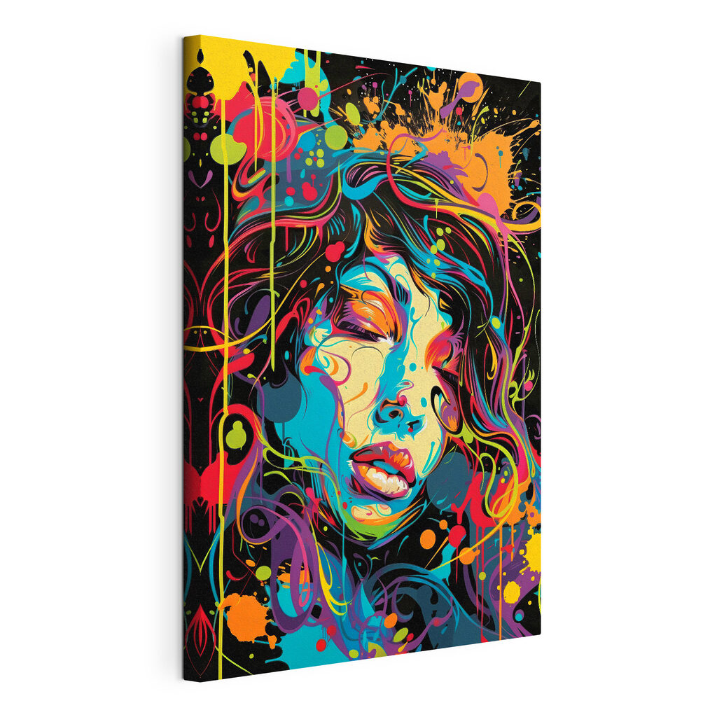 Rostro de colores, lienzo tensado con el borde envolvente