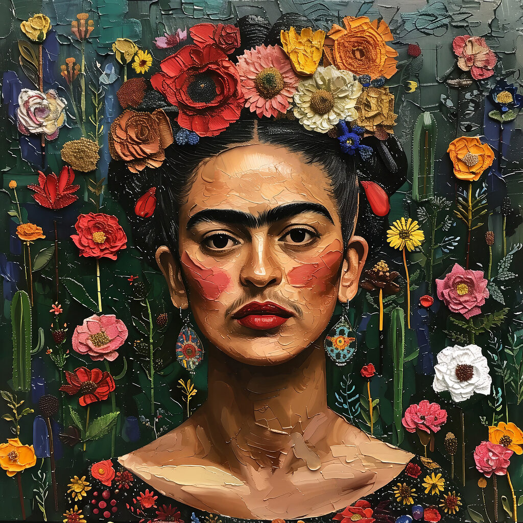 Frida entre flores — diseño completo