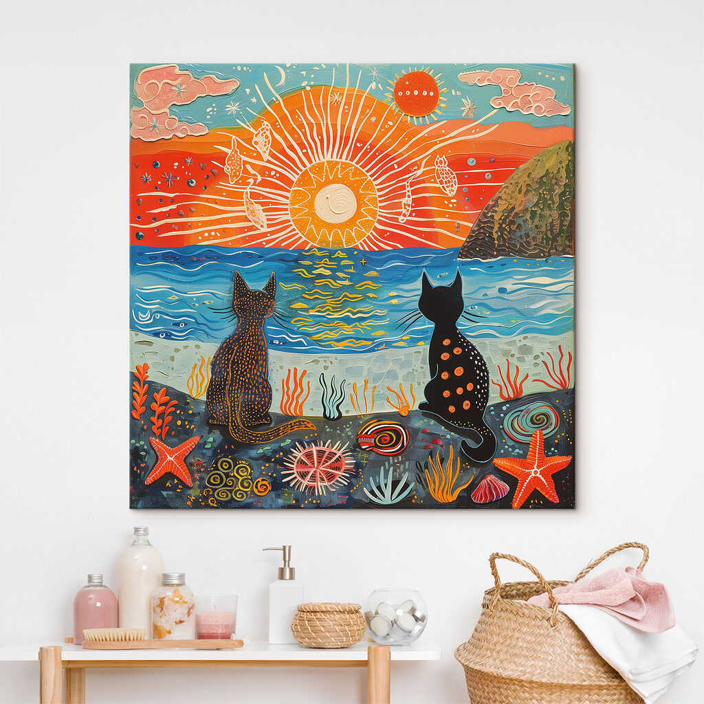 Gatos frente al sol — interior 1