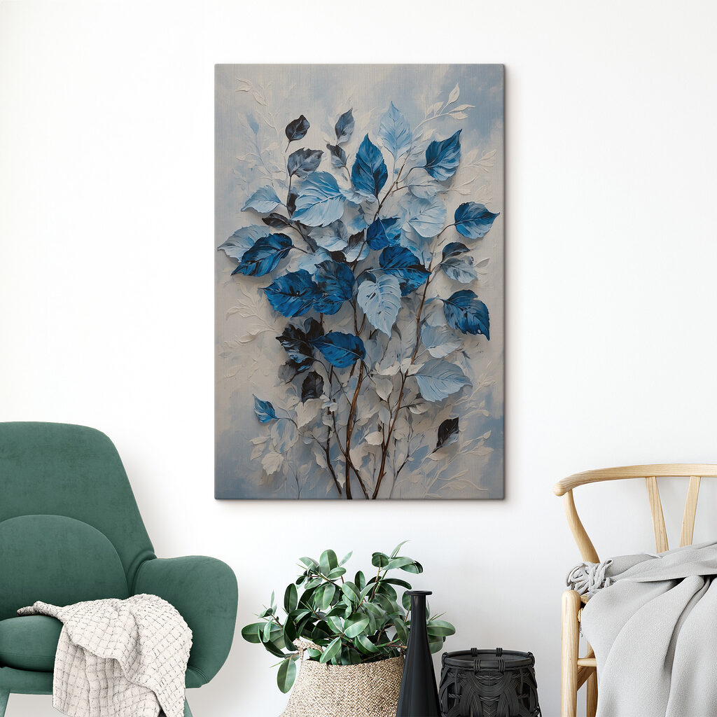 Hojas azules sobre gris — interior 2
