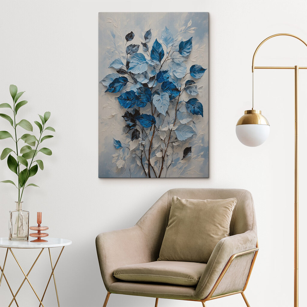 Hojas azules sobre gris — interior 3