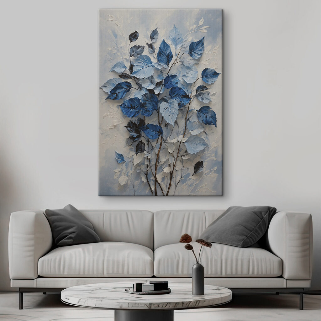 Hojas azules sobre gris — interior 1