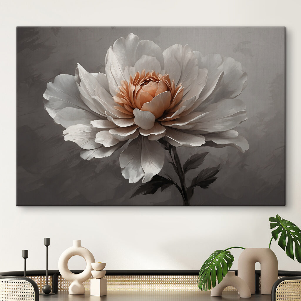 Peonía sobre gris oscuro — interior 1