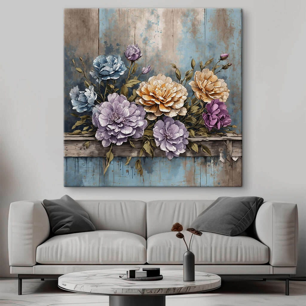 Flores sobre borde azul — interior 1