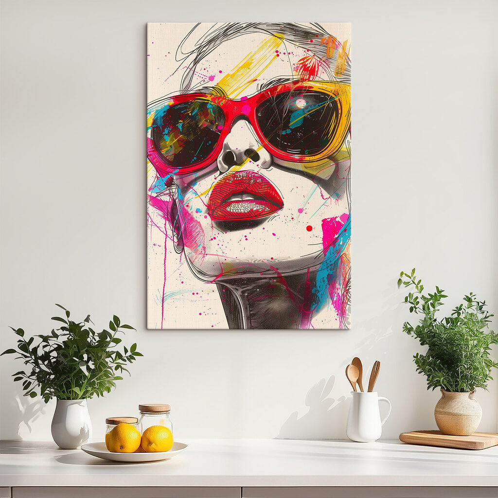 Mujer con gafas rojas — interior 2