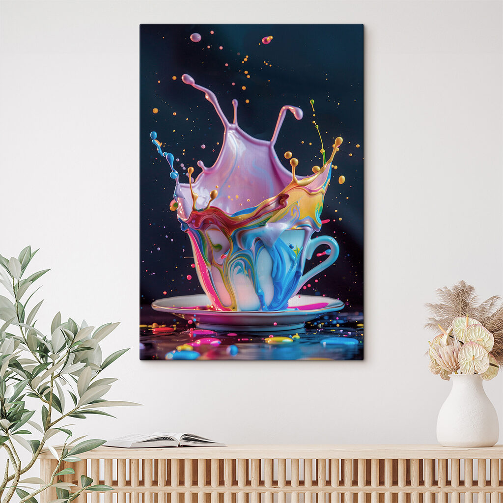 Taza llena de color en un interior