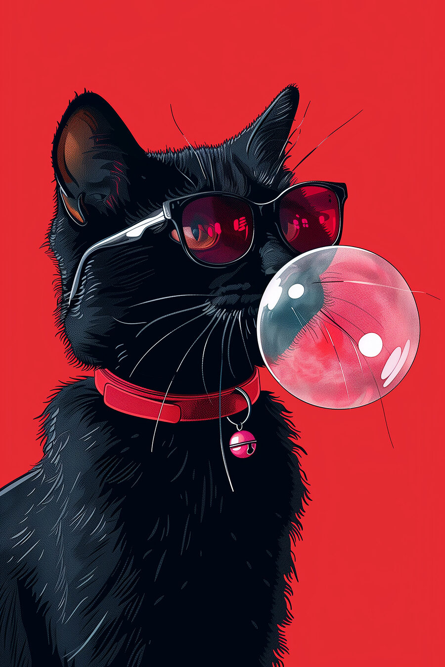 Gato negro, chicle rosa — diseño completo