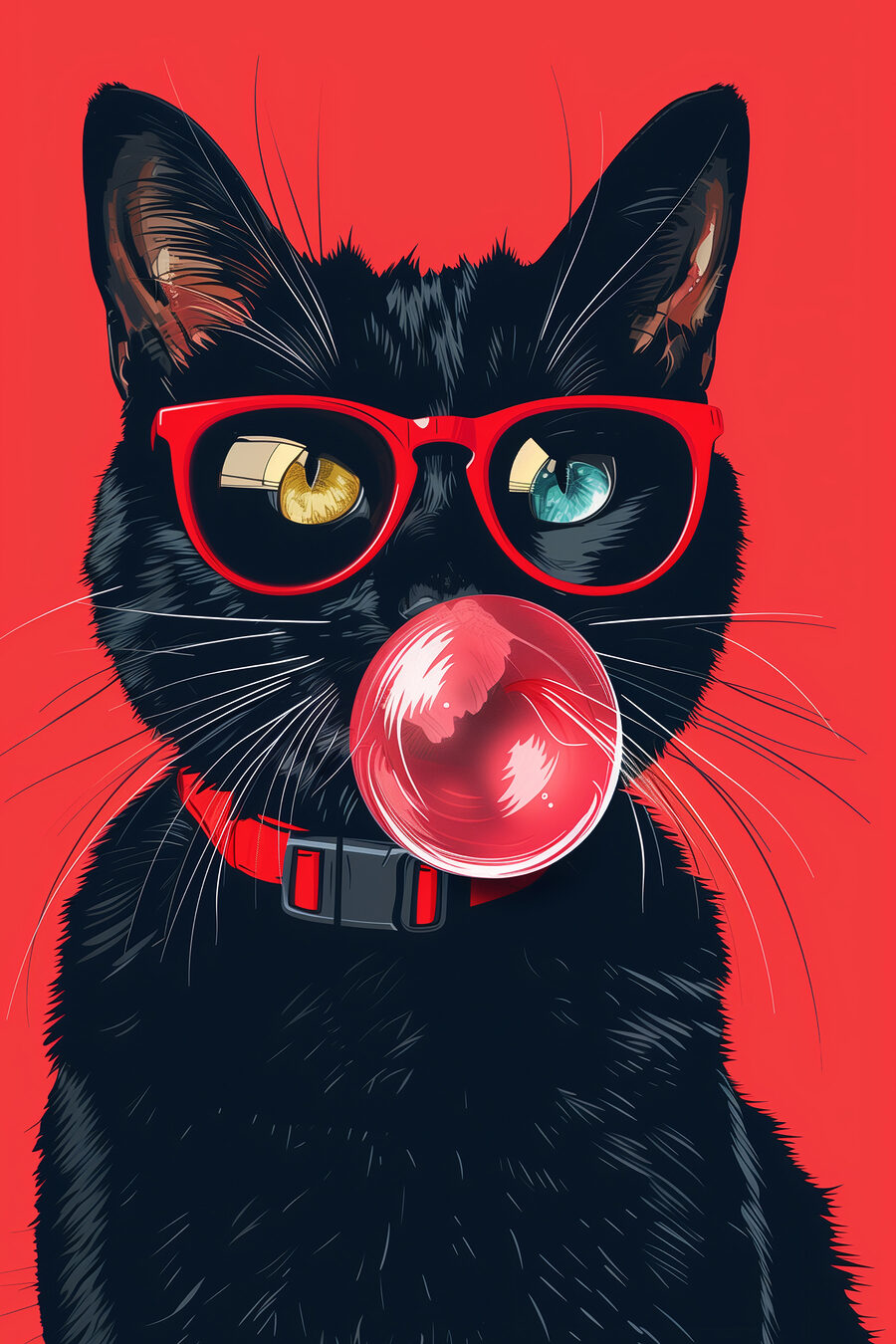 Gato con gafas rojas — diseño completo