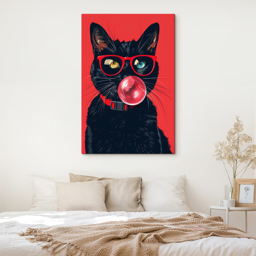 Gato con gafas rojas — interior 1