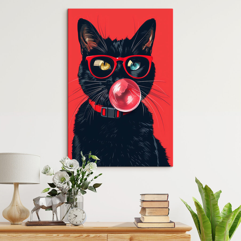 Gato con gafas rojas — interior 2