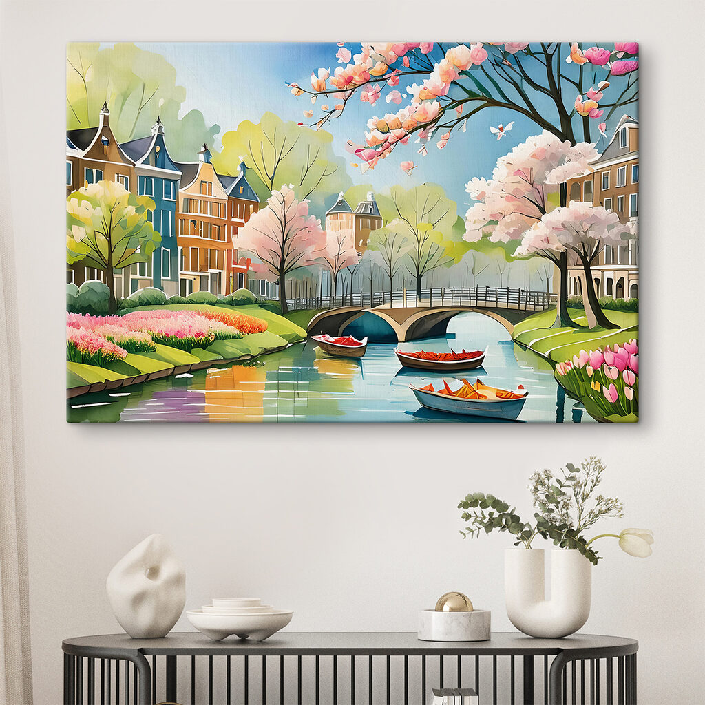 Primavera junto al canal en un interior