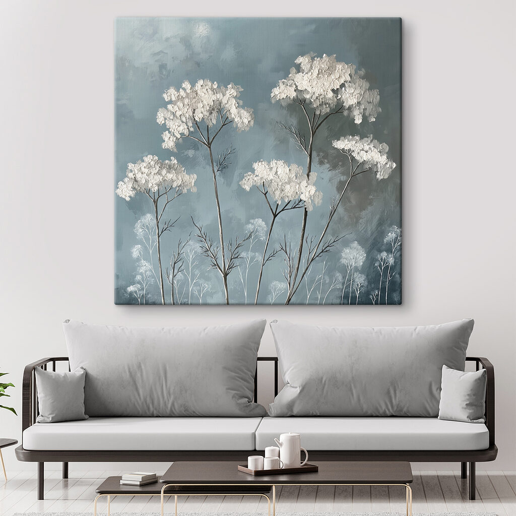 Umbelas blancas sobre gris — interior 2