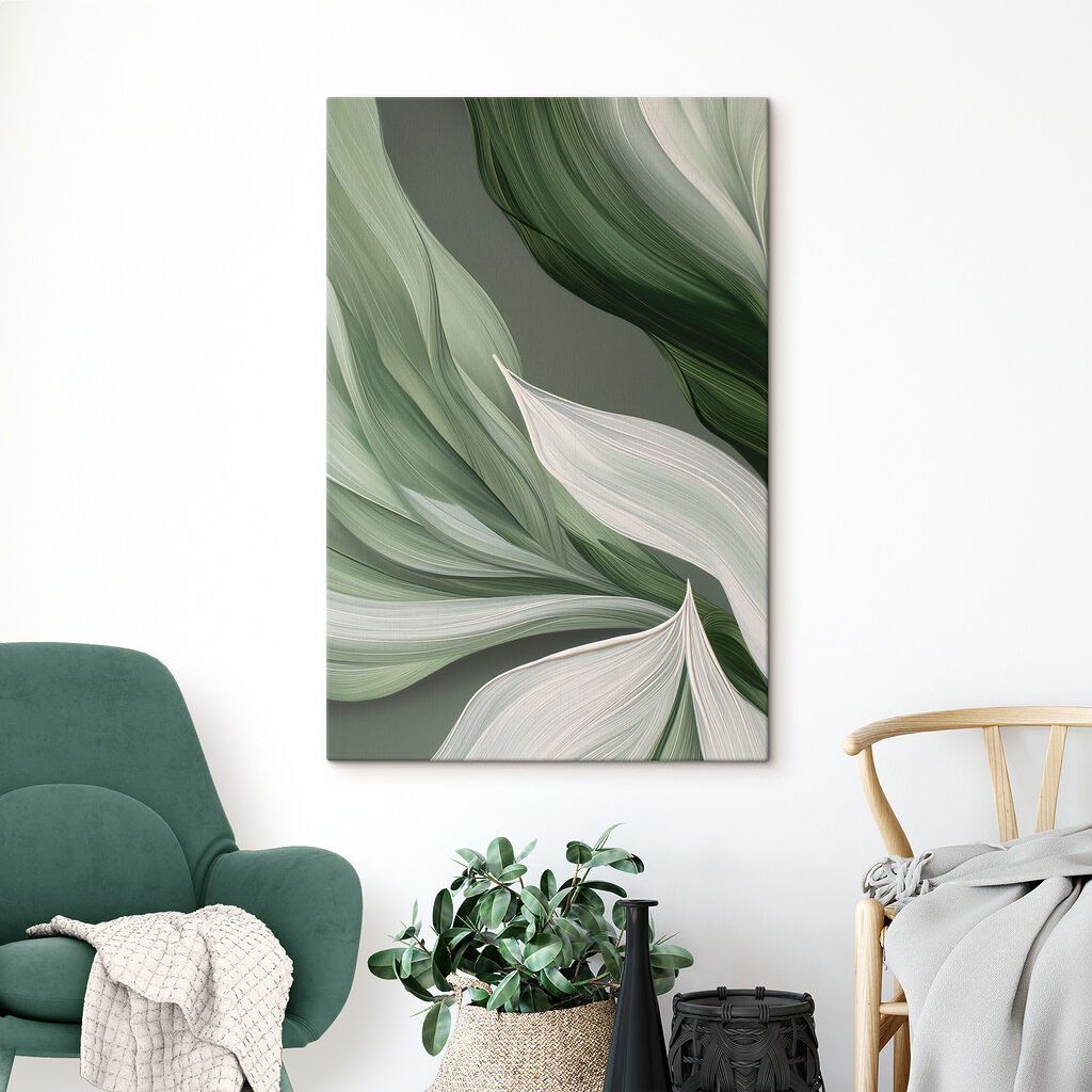Pliegues verdes fluidos en un interior