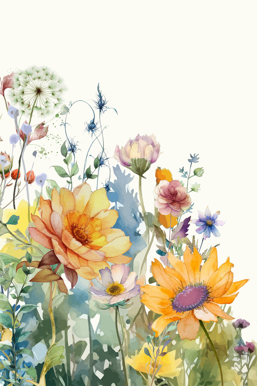 Flores amarillas silvestres — diseño completo