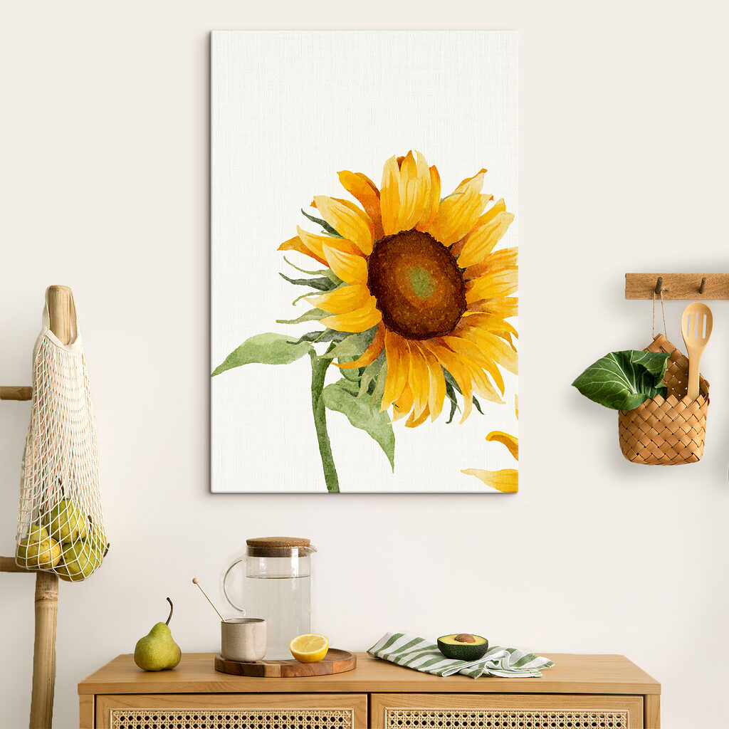 Girasol de perfil en un interior