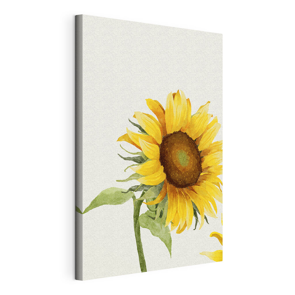 Girasol de perfil, lienzo tensado con el borde envolvente