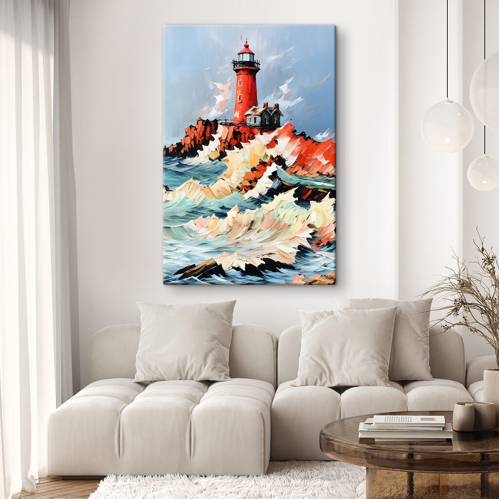 Faro rojo y oleaje — interior 1
