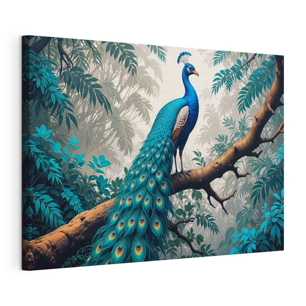Pavo real entre hojas — vista del producto