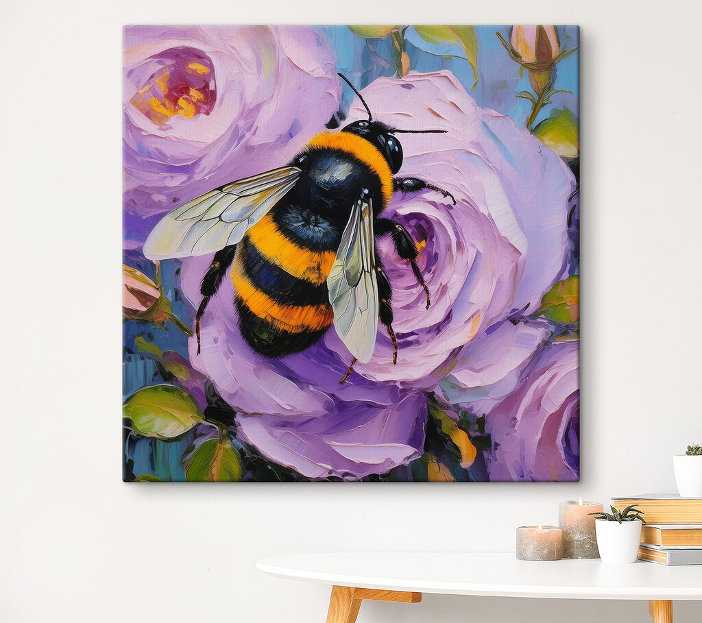 Abejorro sobre flor morada — interior 2