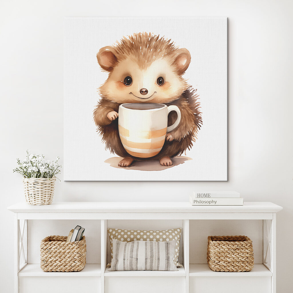 Erizo con taza grande — interior 2