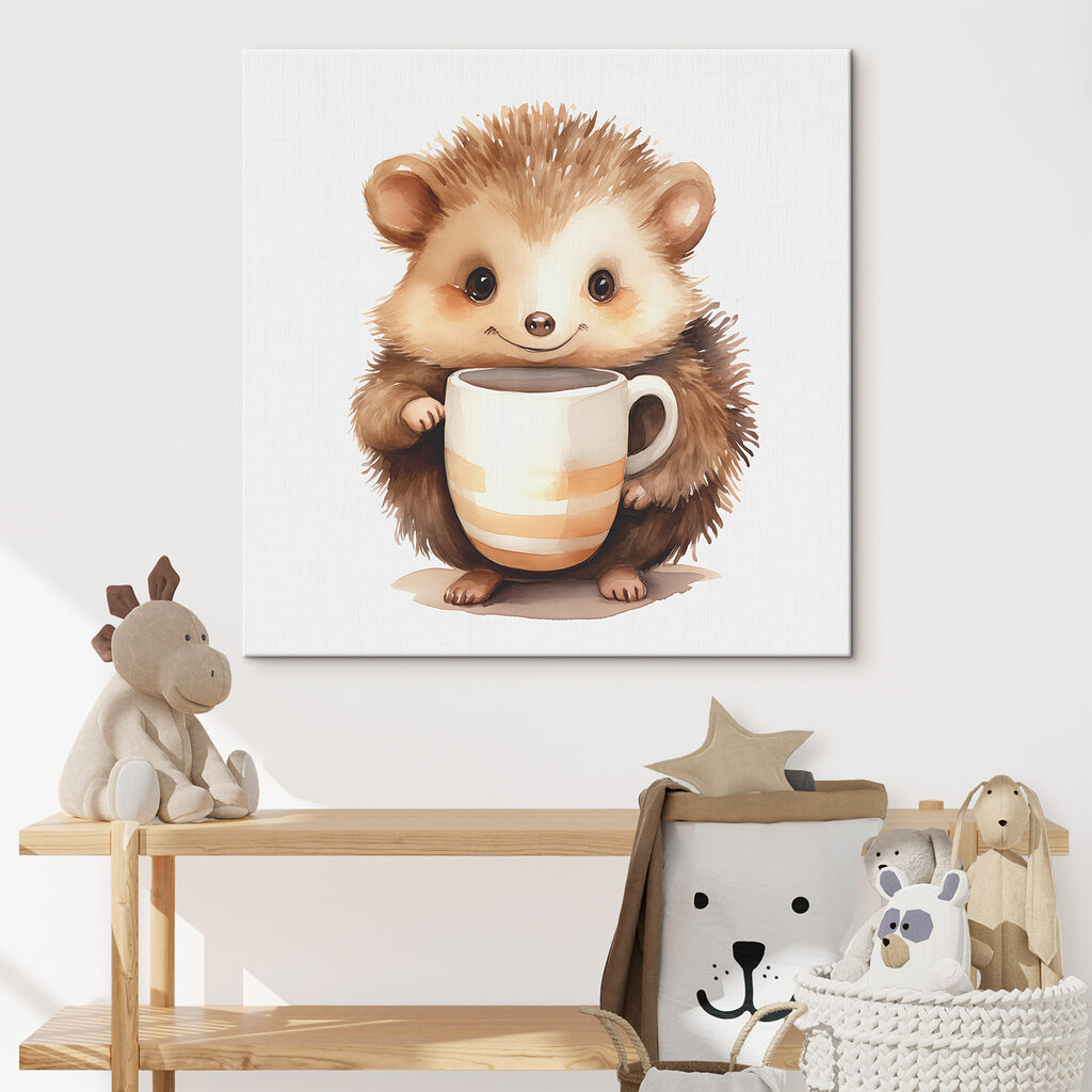Erizo con taza grande — interior 1