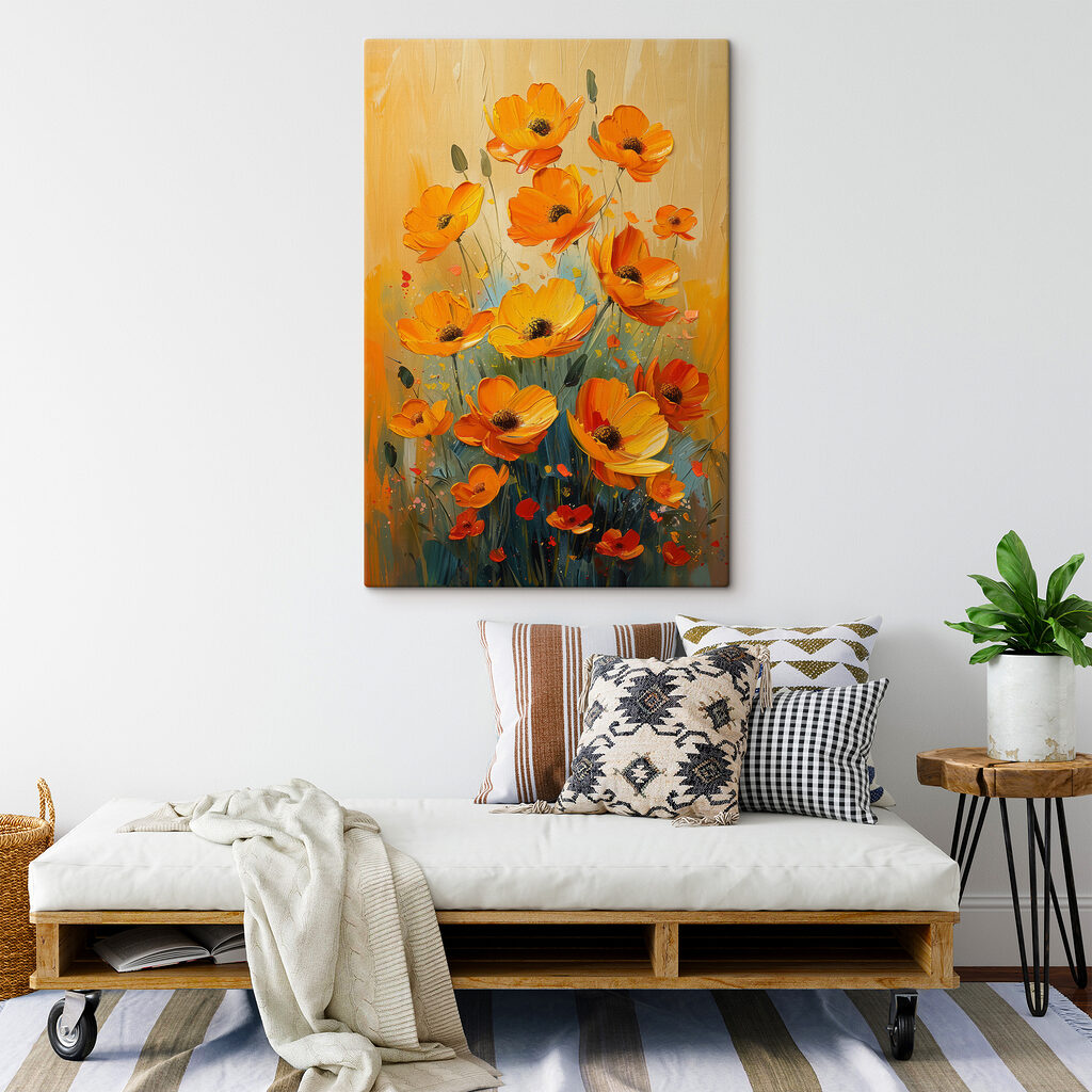 Flores naranjas sobre amarillo — interior 3