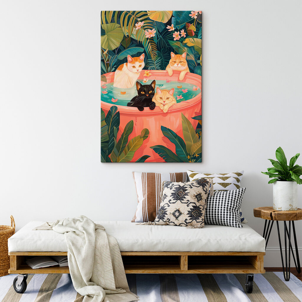 Gatos en baño tropical — interior 3
