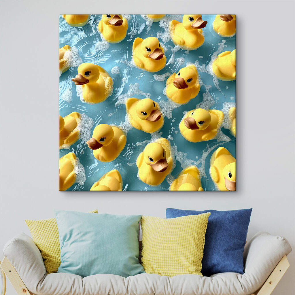 Patitos sobre agua azul — interior 1