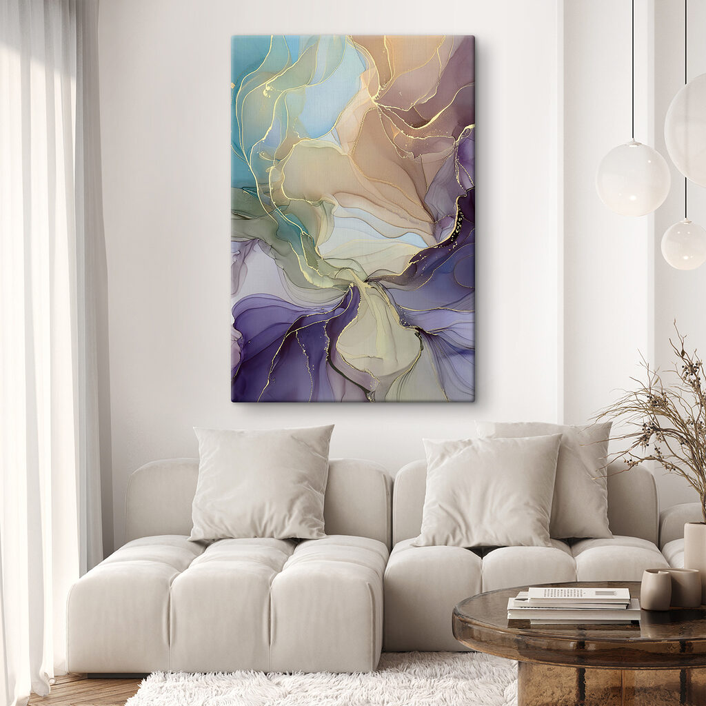 Líneas doradas sobre lila — interior 2