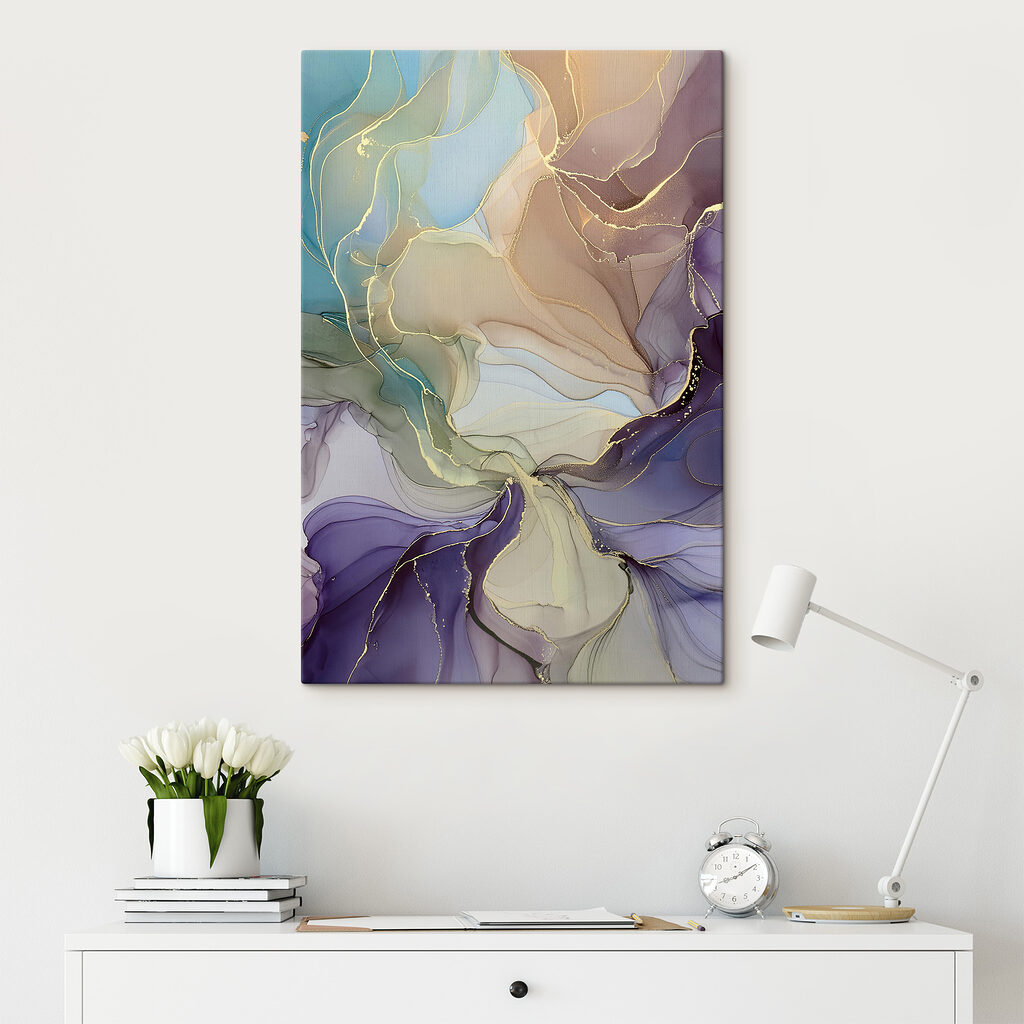 Líneas doradas sobre lila — interior 1