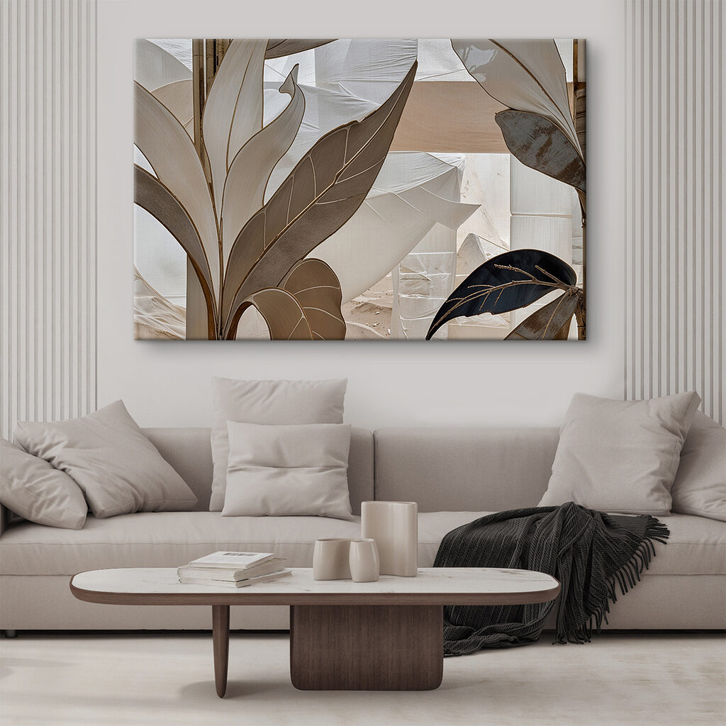 Hojas en líneas terrosas — interior 1