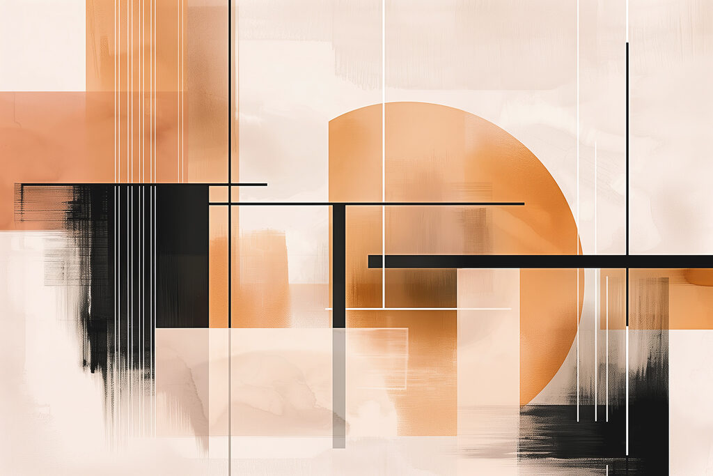 Círculo naranja entre líneas — diseño completo