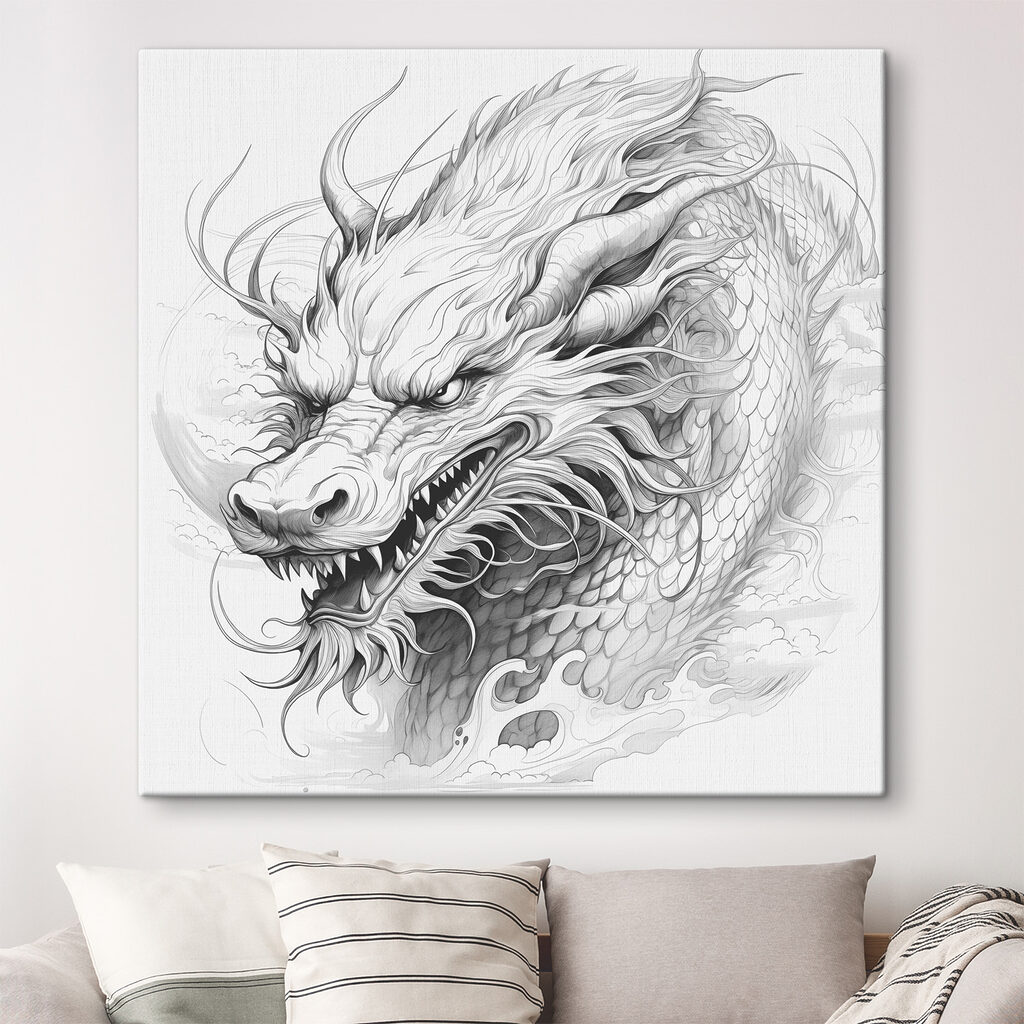 Dragón a lápiz en un interior
